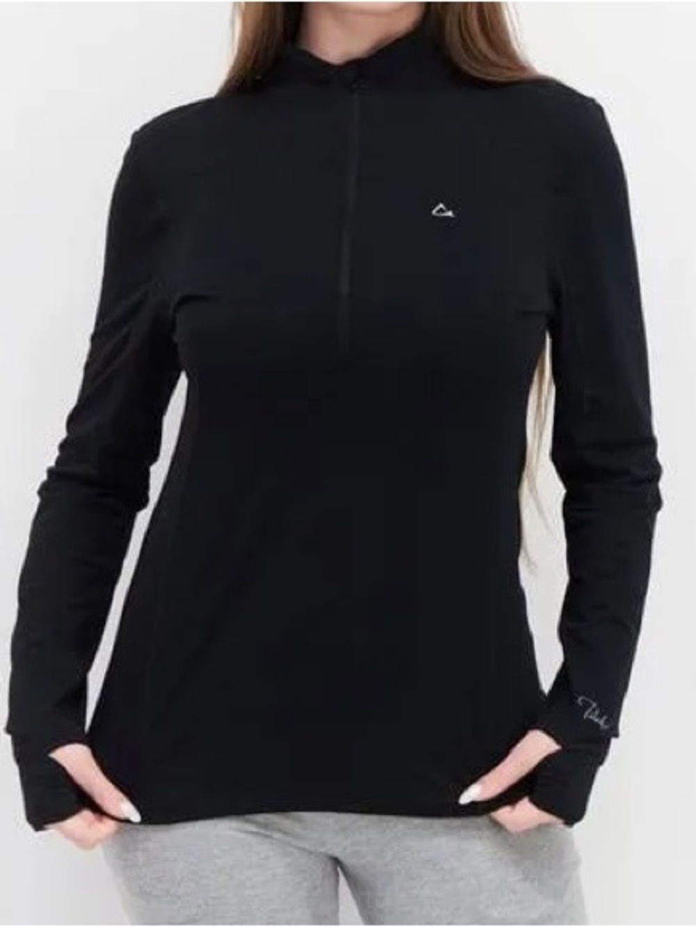 Paradox Women’s XL Merino Wool Blend Black Quarter Zip Base Layer Thumbholes